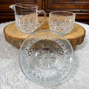 Vintage Arcoroc France Glass Bowl Creamer Sugar Bowl